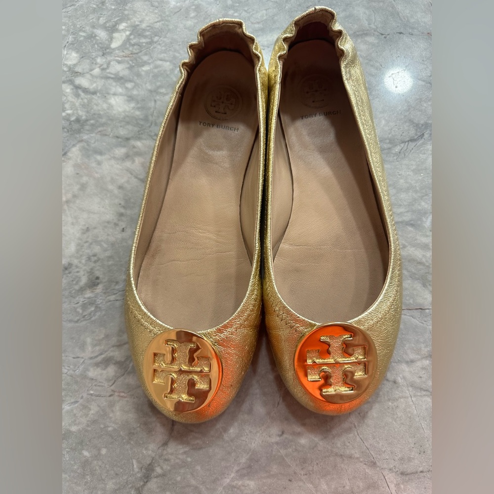 Tory Burch ballerina flats, gold size 8